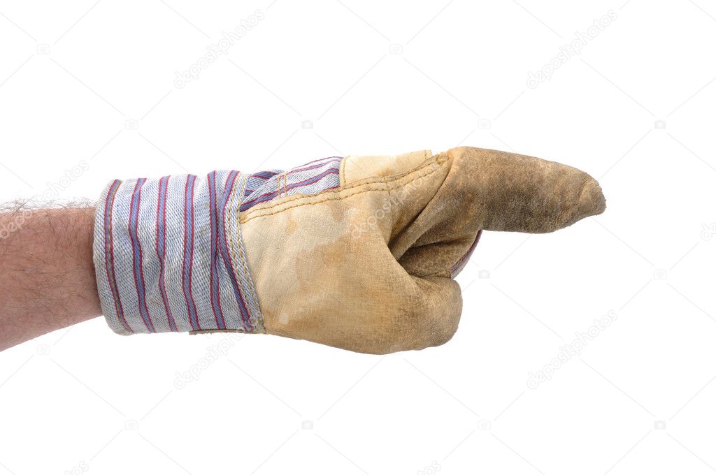 Worker's Hand Pointing to the Right