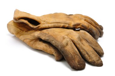 eski kirli deri iş eldivenleri