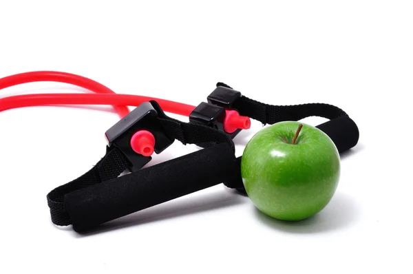 Resistance Band and Green Apple — Stock Photo, Image