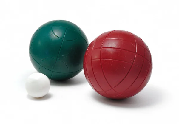赤と緑のボッチェ ボール、Pallino (ジャックまたは Boccino) — ストック写真