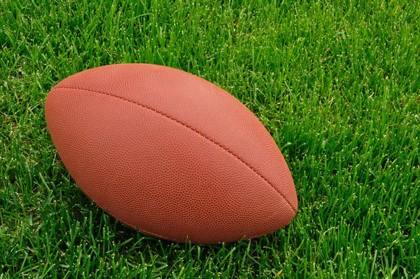 Football on a grass playing field — Stock Photo, Image