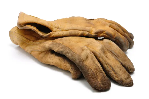 Staré špinavé kožené pracovní rukavice — Stock fotografie