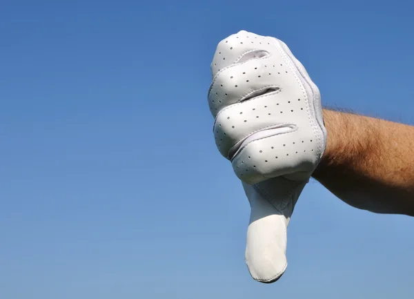 Golfista dando polegares para baixo sinal — Fotografia de Stock
