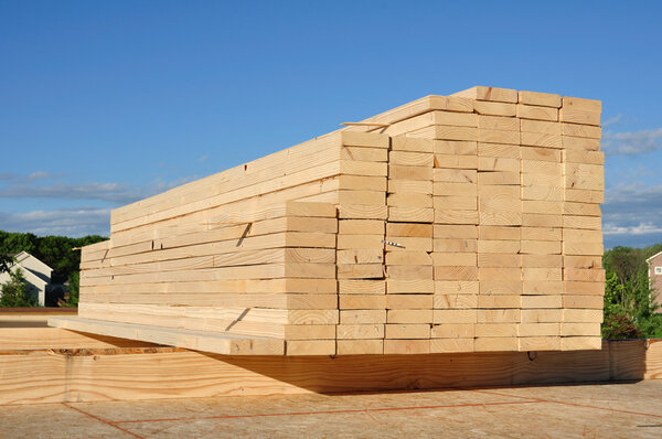 Close-up of Stacked Lumber