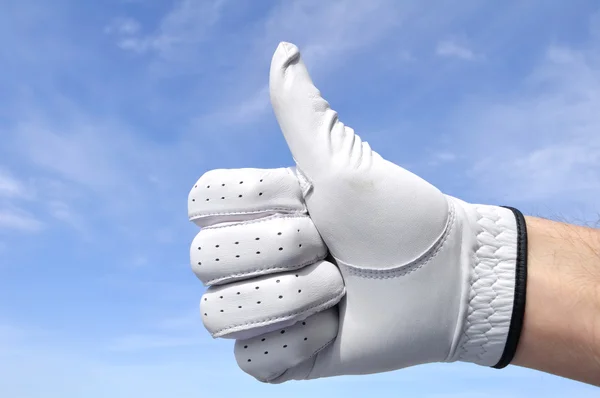 Golfer geven duimen omhoog teken — Stockfoto