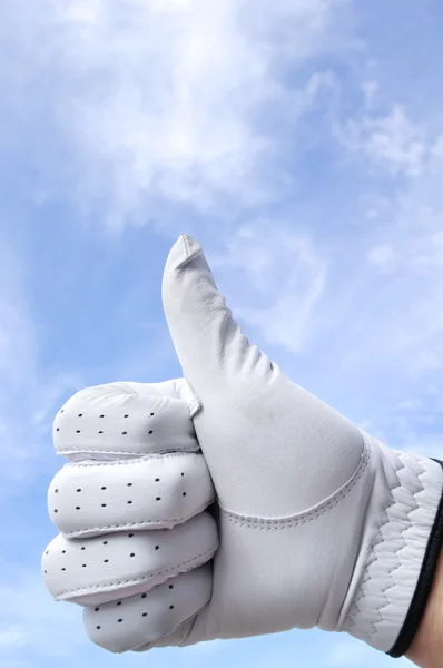 Golfspelare att ge tummen upp tecken — Stockfoto