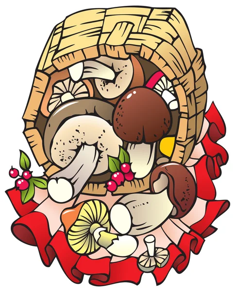 Colheita de outono: cogumelos na cesta — Fotografia de Stock