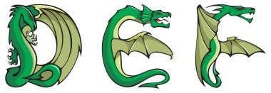 Dragons alphabet: DEF clipart