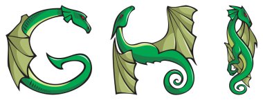 Dragons alphabet: GHI clipart