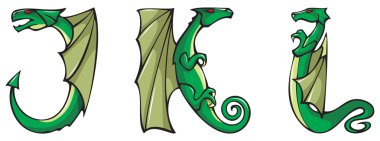 Dragons alphabet: JKL clipart