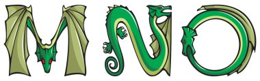 Dragons alphabet: MNO clipart