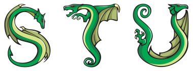 Dragons alphabet: STU clipart