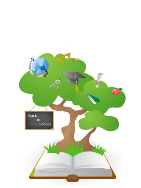 The concept of knowledge tree from book clipart