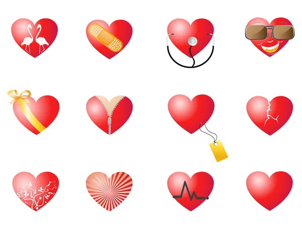 Loving Hearts Set Valentine Design — Stock Vector