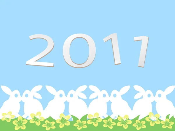 Happy Rabbit New Year Card 2011 — Stock Vector