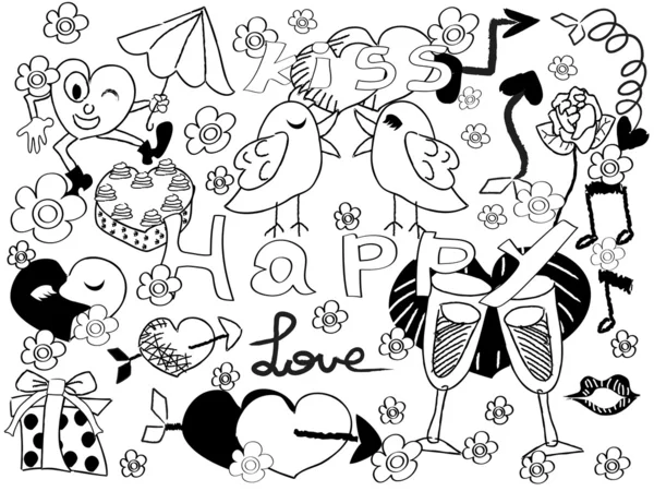 Doodle fond de Valentine — Image vectorielle