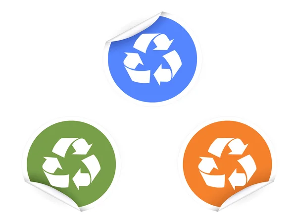 3 kolor naklejki recyklingu — Wektor stockowy