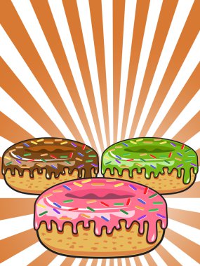 3 donuts sunburst arka tasarımı için