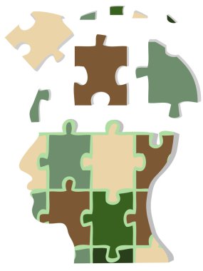 Camouflage jigsaw head clipart