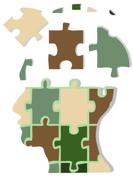 Camouflage jigsaw hoofd — Stockvector