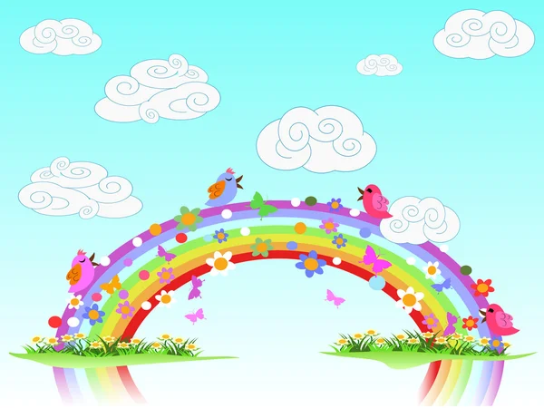 Colorido arco iris de primavera — Vector de stock