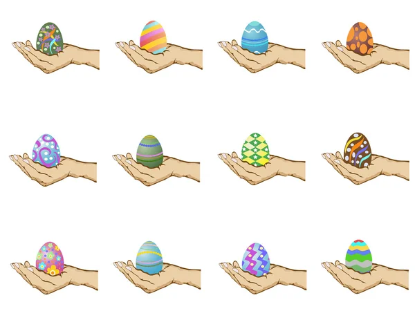 Velikonoční vajíčka v ruce — Stockový vektor