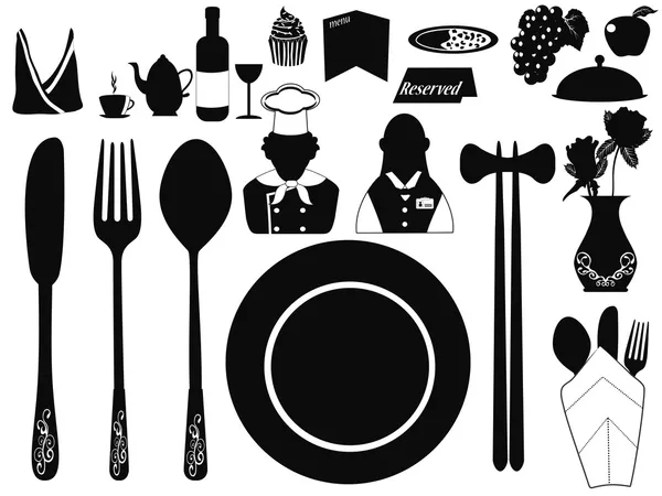 Ensemble d'objet restaurant — Image vectorielle