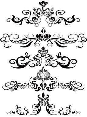 Black floral ornaments clipart