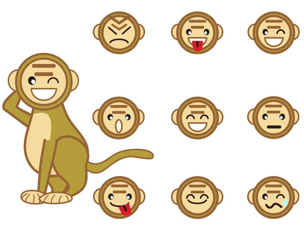 Cara de macaco engraçado —  Vetores de Stock