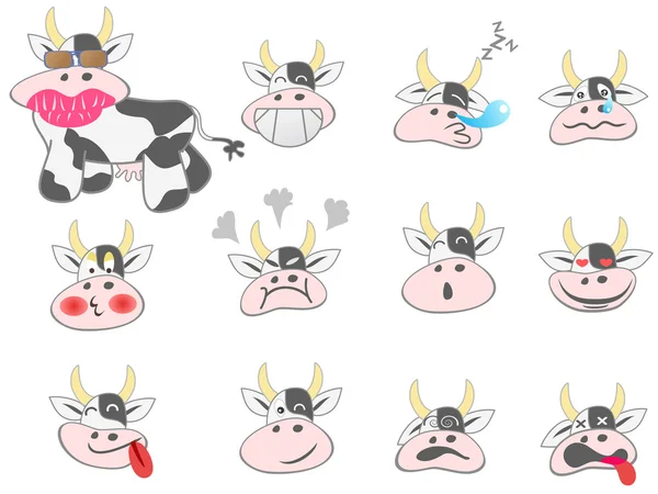 Cara de vaca divertida — Vector de stock