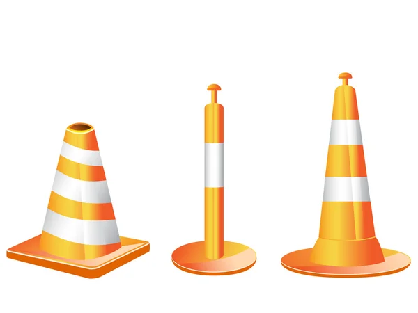 Diferentes tipos de conos de tráfico — Vector de stock