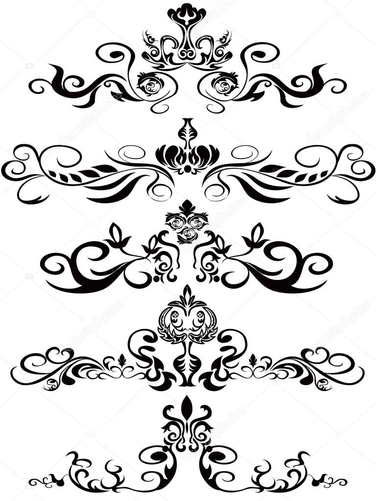 Black floral ornaments — Stock Vector © huhulin #5286548