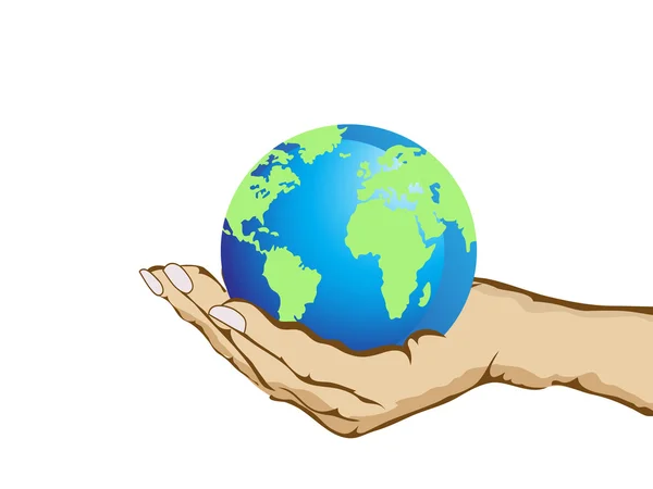 Hand holding the earth — Stock Vector