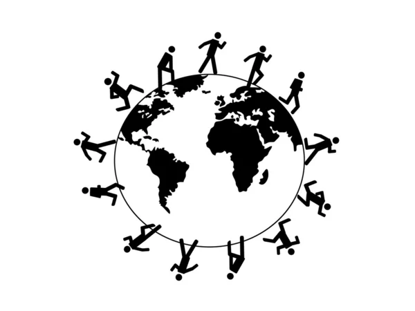 Symbol running around the world — Stockvector