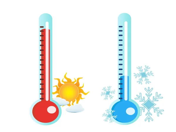 Thermometer in hot and cold temperature — Stockvector