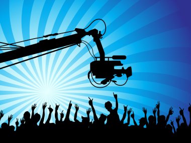 Tv camera with crowds clipart