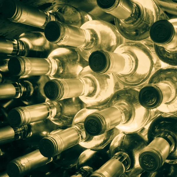 Wine bottles stacked up — Stock Photo, Image
