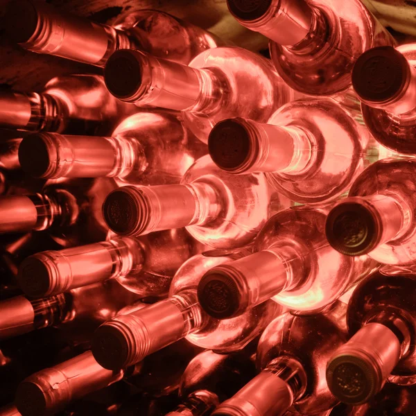 Wine bottles stacked up — Stock Photo, Image