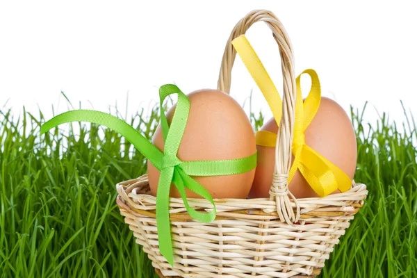 stock image Basket with easter eggs