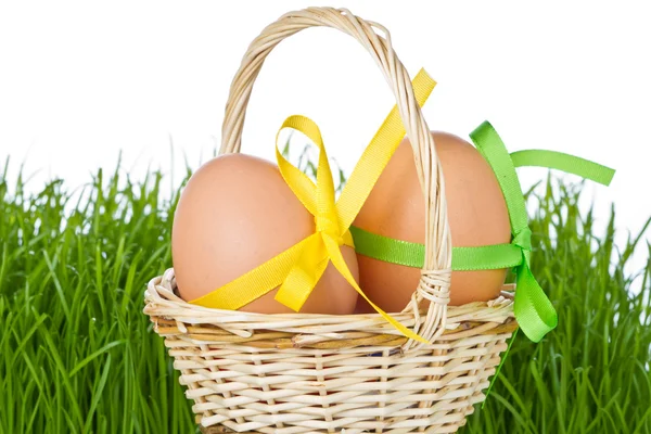 stock image Basket with easter eggs