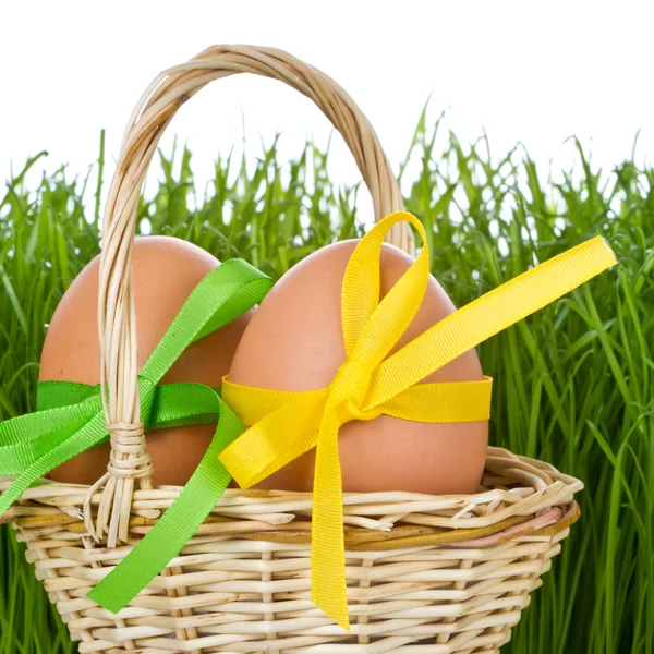 stock image Basket with easter eggs