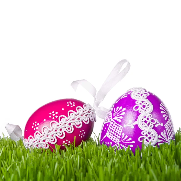 stock image Easter eggs in grass