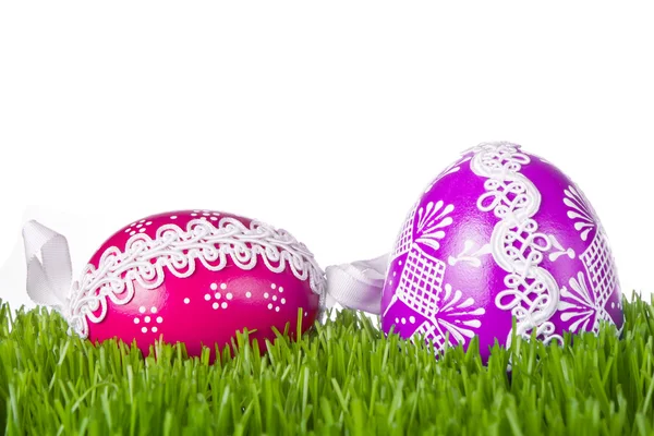 stock image Easter eggs in grass