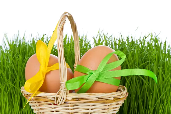 Basket with easter eggs — Stock Photo, Image