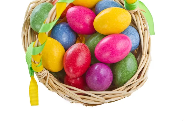 stock image Colorful easter eggs in basket