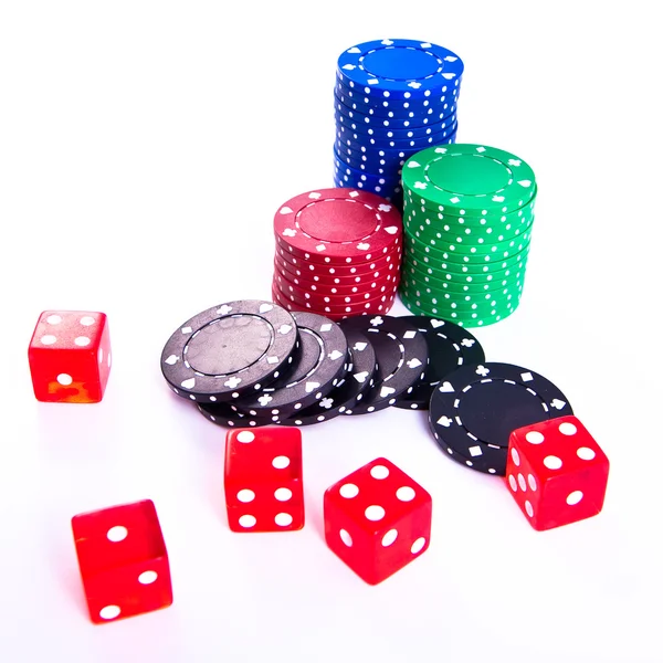 Fichas de póquer y dados —  Fotos de Stock