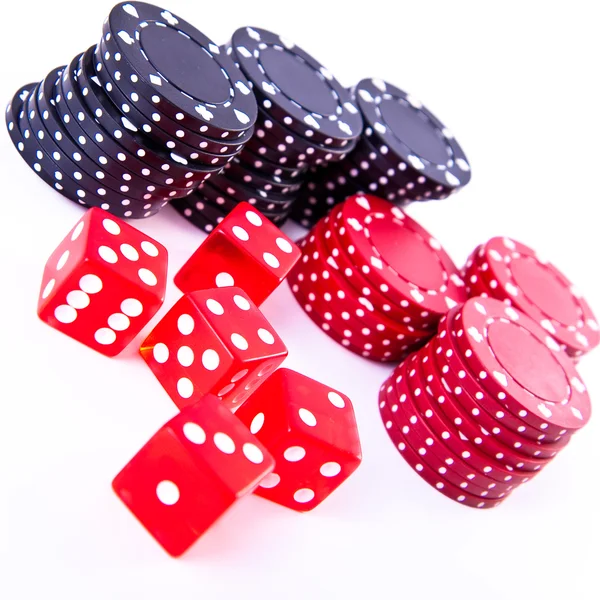 Μάρκες πόκερ και ζάρια — Φωτογραφία Αρχείου