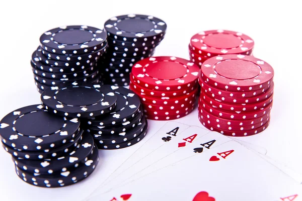 Giocare a carte e poker chips — Foto Stock