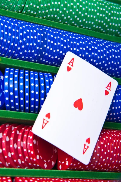 Chips di poker con asso — Foto Stock