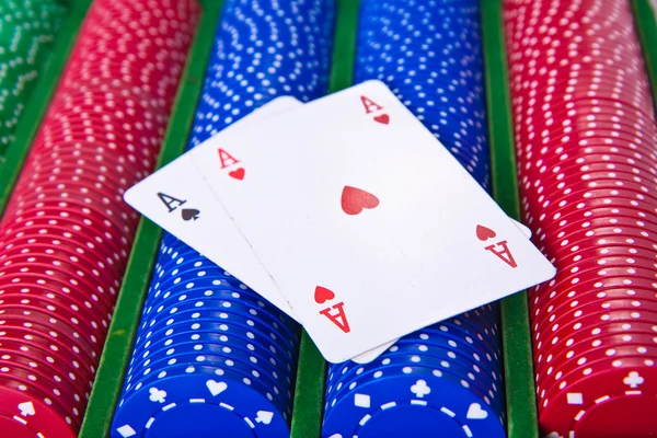 Poker chips with ace — Stock Photo, Image